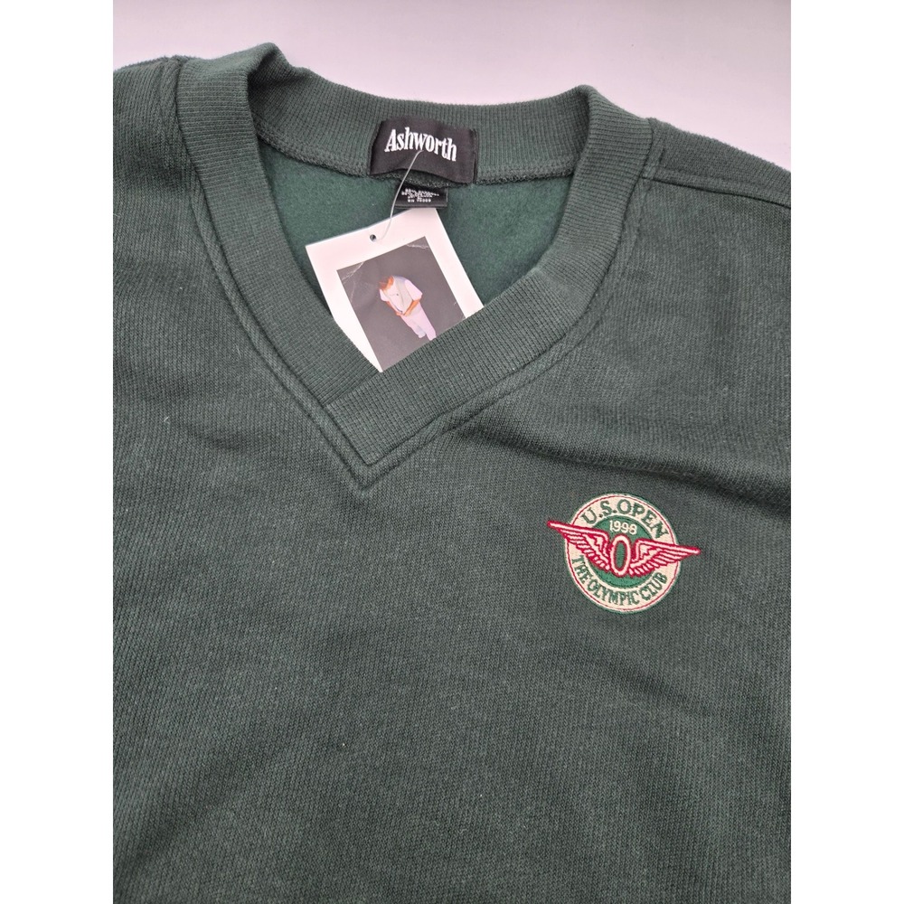 Ashworth Mens 1998 US Open Olympic Club Golf V-Neck Sweater Vest Green Large NWT - Picture 2 of 9